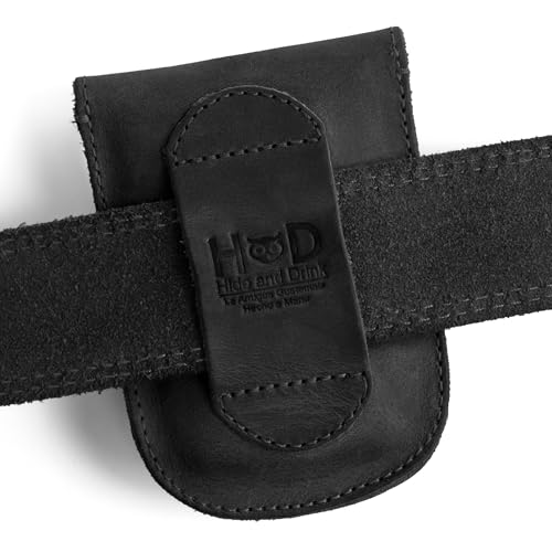 Hide & Drink, Holster Pouch, Durable EDC Waist Bag for Coins, Pocket Wallet, Headphones, Personal Items, Conveniently Attaches to Belt, Full Grain Leather, Handmade - color: Charcoal Black