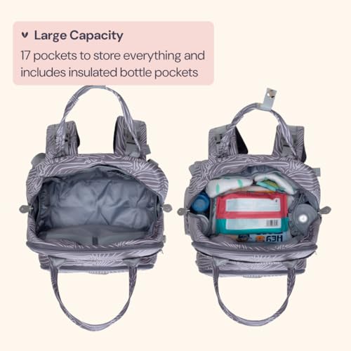 BabbleRoo Diaper Bag Backpack - Baby Essentials Travel Tote - Multi Function Water Resistant Diaper Bag, Travel Essentials Baby Bag with Changing Pad, Stroller Straps & Pacifier Case - Grey Swirls - color: Gray Swirls, size: Large
