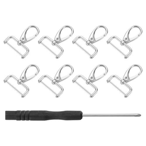 uxcell Swivel Clasps Hook, D Ring Detachable Snap Hardware Metal Lobster Claw Clasp Hook with Screwdriver - color: Silver, size: 12mm(0.47 Inch)