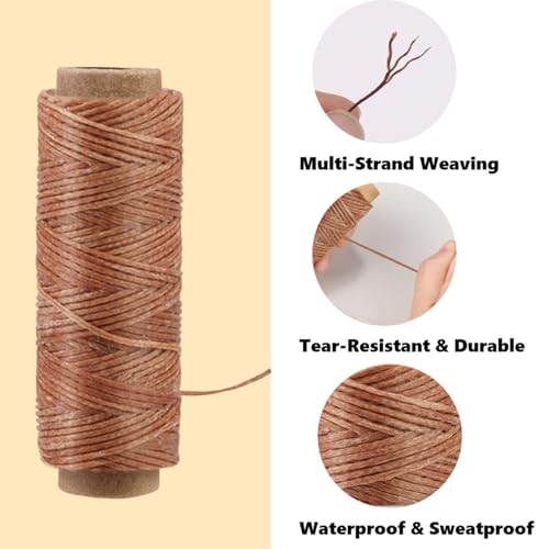 Leather Sewing Waxed, Dark Khaki Waxed Thread for Beginners Leather Craft DIY Supplies, Shoe Repairing, Jewelry Making (32.8Yards) - color: Khaki, size: 32 Yards