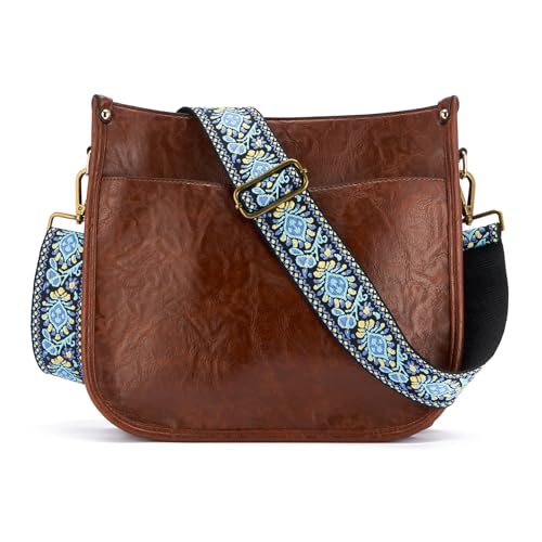 ZOOEASS Bronze Buckles Purse Strap, 2" Wide Crossbody Handbag Strap Adjustable Replacement Shoulder Strap Vintage Embroidery - color: 5cm-color19