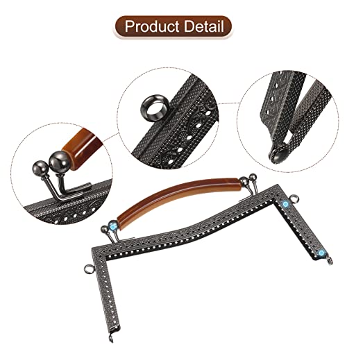 uxcell Metal Purse Frames 2 Pcs Kiss Lock Clasp Frame Embossed Clutch Frame with Rubber Handle for Coin Purse Handbag Making DIY Craft, Black - color: Black