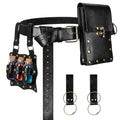 Renaissance Belt Pouch Medieval Pirate Costume Accessories Set for Cosplay | Viking Faux Leather Waist Bag, Skirt Hike Clips, Perfect for Women and Men Ren Faire, LARP, Fantasy, Halloween - color: Black-G