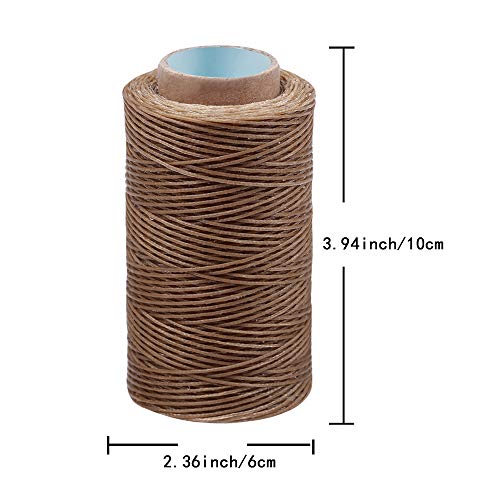 284Yards Leather Sewing Waxed Thread, 0.8mm Waxed Thread for Bookbinding | Waxed Thread for Bookbinding, Upholstery Thread Heavy Duty, Wax String for Leather Craft DIY/Bookbinding/Shoe Repairing - color: Khaki