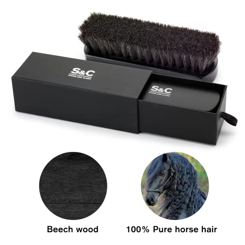 Premium Horsehair Shoe Polish Brush – Handcrafted Beechwood Shoe Brush for Shine and Buffing – Luxurious Shoe Shine Brush with Soft Horsehair Bristles (Black) - color: Premium Black