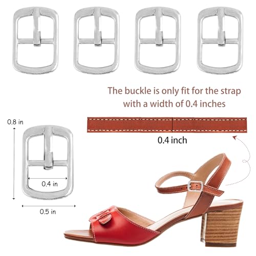 Framendino, 20 Pack Metal Single Prong Pin Shoes Buckles Roller Buckle Hardware Pin Buckle for Shoes Bag Leather Belt - color: Silver
