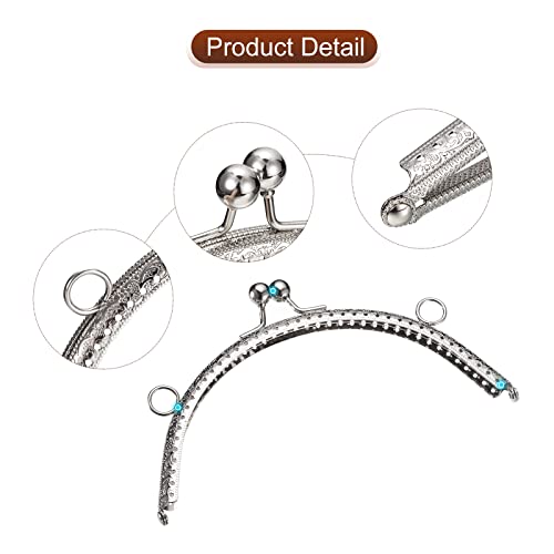 uxcell 4pcs Metal Purse Frame, 6" Kiss Lock Clasp Frame Rectangle Embossed Clutch Frame Handles for Coin Purse Sewing Bag Making DIY Leather Craft, Silver - color: Silver, size: 6"