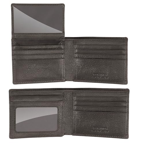 Mens Leather Flip ID Wallet RFID Blocking, 8 Credit Card Slots, 2 ID Window, 2 Sections for Bills, 3 Hidden Pockets | Black - color: Black, size: 8 Card + 2 ID