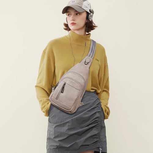 cakang Womens Sling Bag Crossbody Bags for Women Vegan Leather Sling Backpack Daypack Fanny Pack Crossbody Purse Travel - color: 2-grey