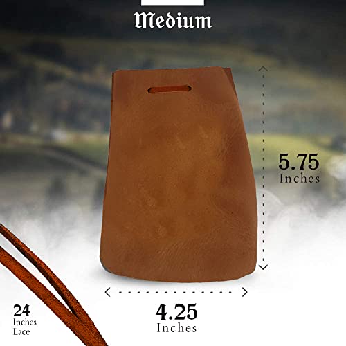 Leather Drawstring Pouch, Coin Bag, Medicine Tobacco Pouch Medieval Reenactment Made in U.S.A. by Nabob Leather Size 5.75" x 4.25" - color: Rustic Orange, style: Medium