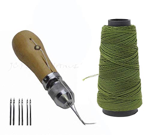 JC Performance Leather Sewing Awl Quick Stitch Repair Tool Set Heavy Duty Thread (Standard, Olive Green) - color: Olive Green, size: Standard