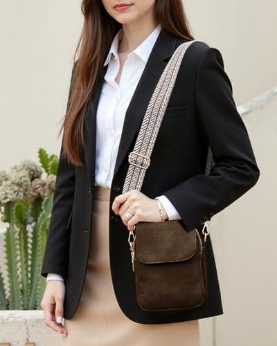Fashion Small Crossbody Bags for Women Trendy Designer Cell Phone Purses - color: Coffee