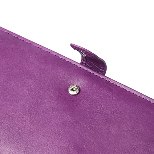 LLi Cufite Business Size and Travelers Check Large Checkbook Cover for Side & Top Tear Checks, Deposit Tickets, Companion Checks, Leather Check Book Cover with Duplicate Check Sleeve & Card Slots - color: Purple