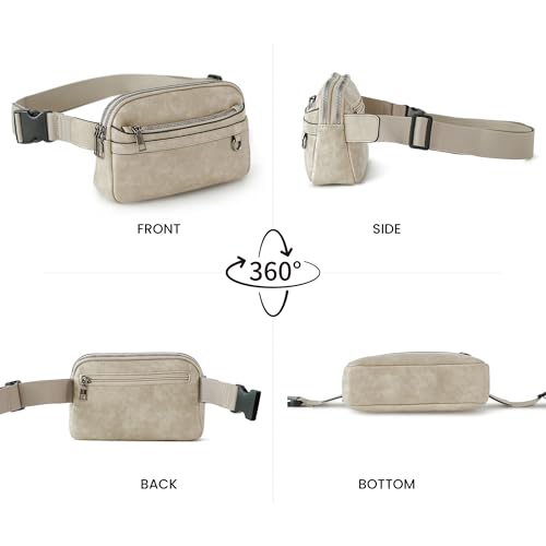 TAMTOMI Fanny Packs for Women Men Everywhere Belt Bag Vegan Leather Waist Packs with Adjustable Strap Crossbody Chest Bag Travel for Workout - color: Gray