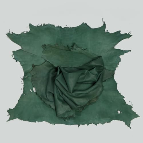 Tooling Leather Hides, Whole Nappa Antique Soft Lambskin Leather for Arts and Crafts - No Holes & Cuts | Quality Rawhide Leather 5-6 Sq ft (Pack of 8) - Burnt Green - color: Burnt Green, size: 8 Hide x 5-6 Sq ft