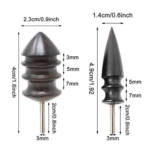 Honbay 2PCS Sandal Wood Leather Edge Burnisher Tool Leather Slicker Tool Leather Burnishing Tool Pointed Tip Leather Slicker for Rotary Tools
