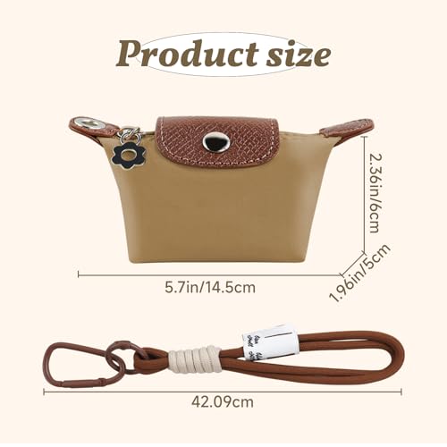 Detachable Coin Purse Pouch, Nylon Wrist Strap Change Purse for Women, Mini Dumpling Bag Keychain Wallet for Cards, Keys, and Headphones (Khaki) - color: Khaki