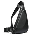 Genuine Leather Mens Sling Bag Triangle Small Women Crossbody Bags Purses Front Chest Day Pack One Shoulder Strap Backpack - color: Black