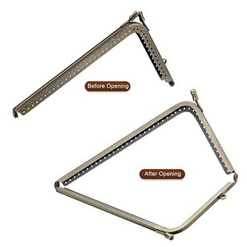 uxcell Metal Purse Frames - 7.3" 4Pcs Rectangle Kiss Lock Clasp Frame Embossed Clutch Frame for Bag Making DIY Craft Bronze - color: Bronze, size: 7.3"