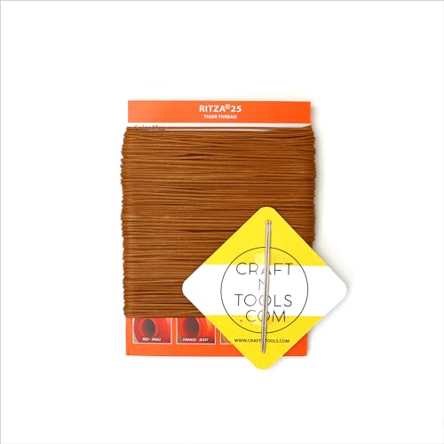 Amber Glow RITZA 25 Tiger Thread for Leather Craft | Waxed Tiger Thread | 1.2mm Polyester - color: 1,2 mm - Amber Glow - 50 meters