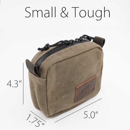 Belt Pouch for Men Women YKK Zippers EDC Pouch, Belt Bag Waist Pack for Hiking, Water Resistant, Waxed Canvas, Olive - color: Olive Small