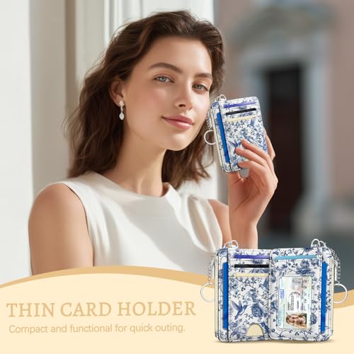 Kelvoris Credit Card Holder Small Wallet Women, Slim RFID, HummingBird | Keychain, Zipper Coin Pocket, Front Pocket Thin Travel Card Case, Minimalist, 6 Card Slots, 1 ID Window, Ladies Gifts Woman - color: Bird