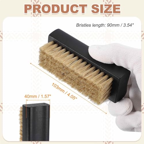 HARFINGTON Shoe Cleaning Brush 4"x2" Beech Wood Pig Bristle Boot Polish Brushes for Leather Shoes Boots Cloth, Gray Brown Black - color: Gray Brown Black