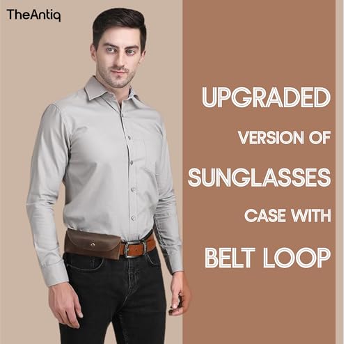 Leather Sunglasses Case Genuine Eyeglass Holder Reading Glasses Protector Vintage Eyewear Storage for Men and Women - color: Chocolate Brown