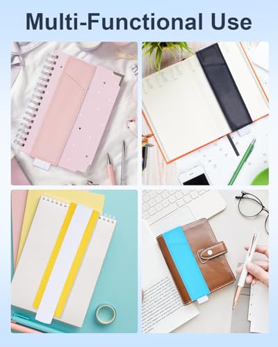 eZAKKA 4-Pack Adjustable Pen Holder for Notebook, PU Leather Pencil Pouch | Elastic Band Pencil Case Fits 7-10 Inch Journals, Planners & Tablets; Holds 4 Pens, USB Drives or Earphones; 4 Colors