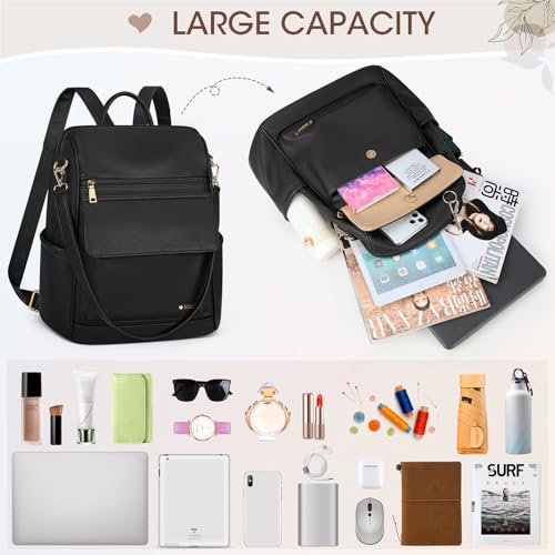 NUBILY Backpack Purse for Women Leather Anti-Theft Mini Backpack Fashion Designer Handbag Convertible Travel Bag Ladies Shoulder Bags, Black - color: Black
