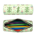 OSAM SPACE Leather Pencil Case Round Pencil Bag Cactus Heart Pen Organizer Holder Portable Zipper Pouch Cute School Supplies for Girls Boys Study Office - color: Cactus Heart