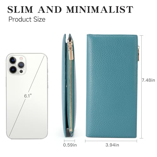 GOIACII Slim Wallets for Women Rfid Blocking Leather Wallet Blue - color: C01 Blue