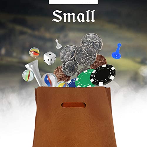 Leather Drawstring Pouch, Coin Bag, Medicine Tobacco Pouch Medieval Reenactment Made in U.S.A. by Nabob Leather Size 4.75" x 3" - color: Rustic Orange, style: Small