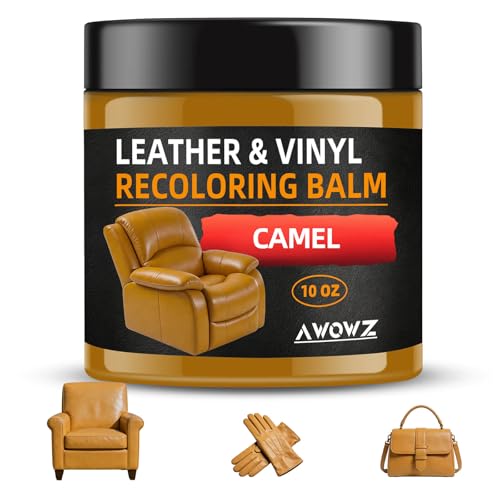 Leather Recoloring Balm - Scratch Repair & Color Restore Kit for Faded Leather, Leather Couch & Car Seats - 10OZ Leather Restorer Balm for Furniture, Auto Interior, Vinyl, Accessories (Camel) - color: Camel, size: 10 OZ