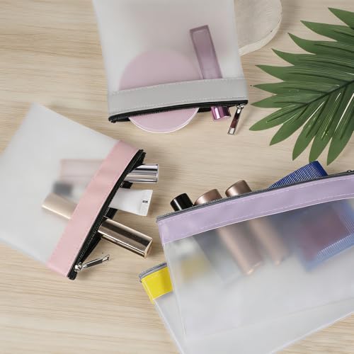 6 Pcs Clear Pouches with Zipper, Waterproof Zipper Cosmetic Bag | Clear Coin Purse Plastic Zipper Pouch Travel Storage Organizer for Coin Lipstick Earphone Aesthetic Stuff Daily Toiletries
