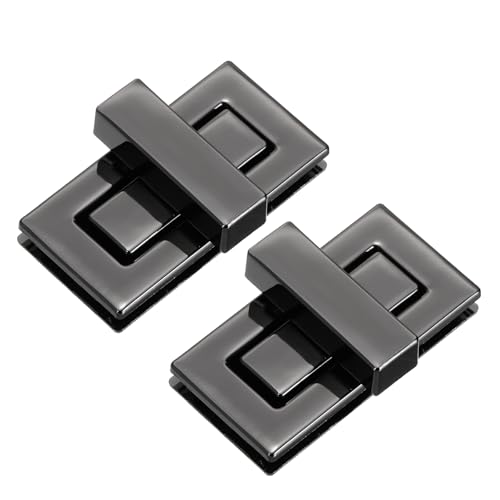 M METERXITY 2Pcs Purse Twist Lock (1.73 x 0.87 Inches, Black)- Rectangular Purse Closure Twist Turn Lock Clasp Metal Clip Hardware Apply to DIY Handbag/Purse/Wallet/Leather Craft - color: Black, size: 1.73 x 0.87"