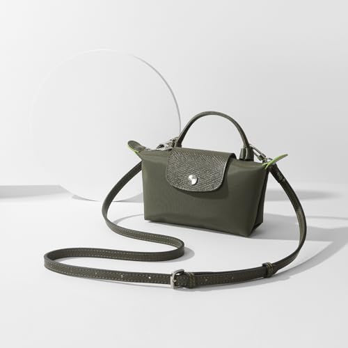 Purse Straps Replacement, Leather Handbag Crossbody Shoulder Strap Kit Adjustable for Mini Longcamp Tote Bag Women - color: Green
