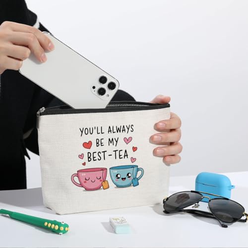 Bestie Makeup Bag Travel Essentials Organizer Cosmetic Bags for Women | Cute Best Tea Portable Pouch Purse Roomy Travel Makeup Toiletries Accessories, Gifts for Women Bestie - color: Multicolor 1436