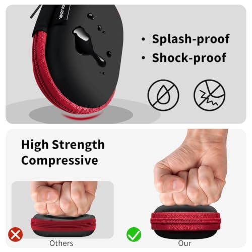 1 Pack Oval Earbud Case Storage Bag with Carabiner, Red | Portable EVA Carrying Case, For Wired/Wireless Headphones, SD Card Storage, Camera Chip - color: D2-red