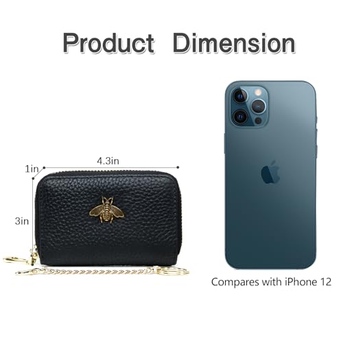 imeetu RFID Credit Card Holder, Small Card Wallet Women, Leather Card Case | Genuine Leather Women's Card & id Cases, Change Coin Purse with Zipper Keychain id Window, 20 Colors & 3 Styles, Daily, Gifts - color: Pro - Olive Green, size: Pro