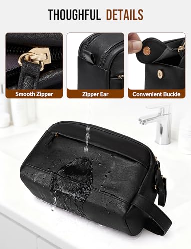 PU Leather Toiletry Bag for Men, Black - color: Black, size: Medium