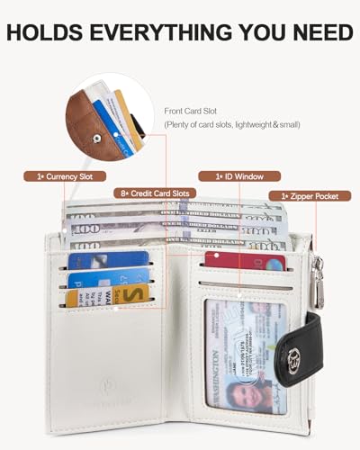 BOSTANTEN Small Wallet for Women RFID Blocking Leather Compact Card Holder | Zipper Coin Pocket, Bifold, Minimalist, Fits Small Purses, Travel, Quilted, Perfect Gifts, Brown＆Beige＆Black - color: Brown＆Beige＆Black