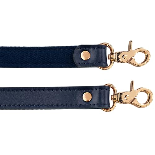 Allzedream Genuine Leather Purse Strap Sewing Canvas Replacement Handbag Shoulder Bag 2 Pcs - color: Navy, Gold Hardware