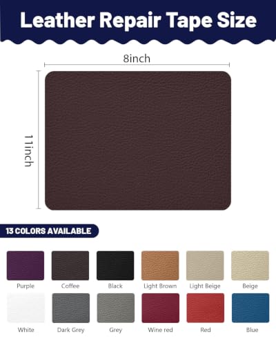 Leather Repair Patch Tape Kit,Self Adhesive Leather Repair for Sofa，Car Seat,Office Chair,Furniture,Jacket,Waterproof Strong Adhesive Vinyl Repair Kit. 8 in x 11 in,Dark Brown - color: Dark Brown, size: 8 in x 11 in