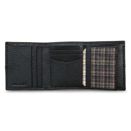 Eddie Bauer Men Signature Trifold Wallet - color: Rugged Leather - Black