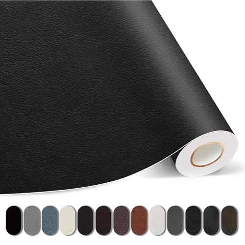 Self-Adhesive Leather Repair Patch, Vinyl Repair Kits for Couch | PU leather, Self-adhesive, quick repair, strong stick, large size, couch repair patch, furniture repair tape, cut to size - color: Black, size: 17X79 Inch