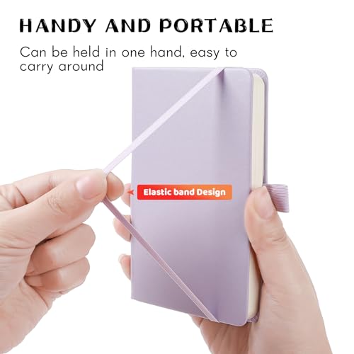 Animusphere 2Pack Pocket Notebook Small Notebook Journal Notebook 4 inches x 5.7 inches 200 Pages Leather Cover With Pen Holder Page Marker Ribbons (Purple) - color: Purple