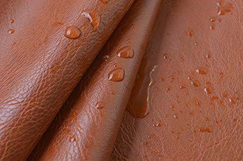 Wento Thick Faux Leather Fabric Soft Skin Grain PU Leather for Furniture Cover Reupholster Sofa Chairs Cushions Vinyl Upholstery (1 Yard, Cinnamon Brown) - color: Cinnamon Brown, size: 1 Yard (54" x 36")