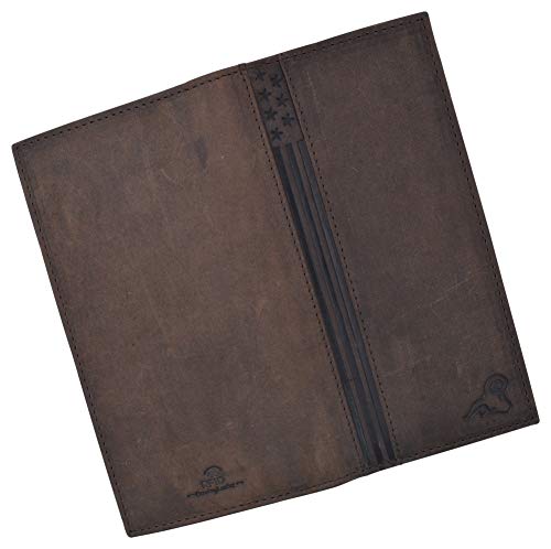 Genuine Leather Checkbook Cover For Men & Women Checkbook Holder Wallet RFID Blocking USA Series (Dark Brown) - color: Dark Brown
