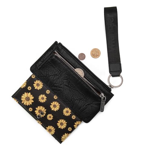 X Wrangler Western Wallet for Women Card Cases & Money Organizers Wristlet Wallet with Zipper Pocket - color: X Black